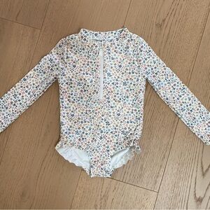 Floral Long Sleeve Kids Swimsuit